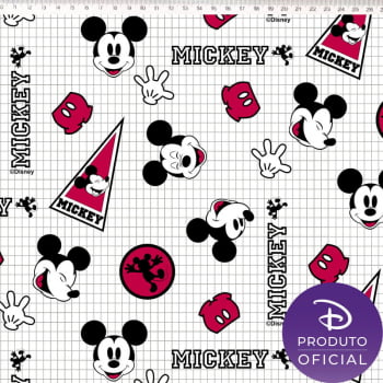 Tricoline estampado Mickey feliz rostinhos