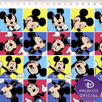 Tricoline estampado Mickey quadrinhos coloridos 