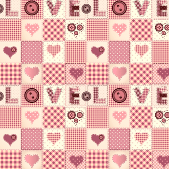 Tricoline estampa digital xadrez tipo patchwork rosa