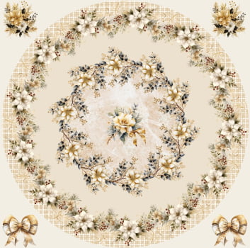 Sarja leve estampa digital toalha redonda fios de ouro