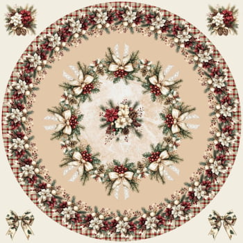 Sarja leve estampa digital toalha redonda natal tradicional 