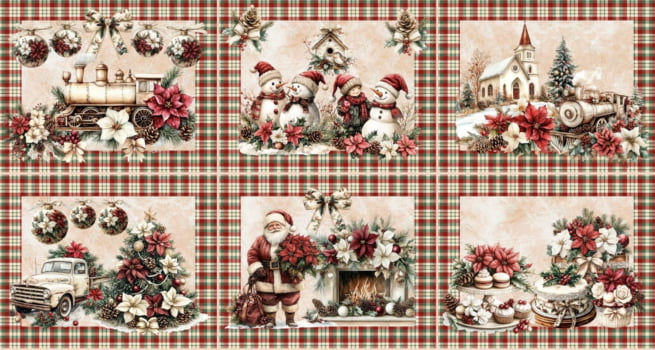 Tricoline estampa digital americano natal tradicional 