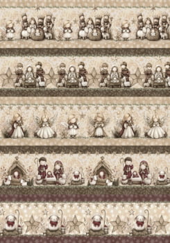 Tricoline estampa digital barrado Belém - CORTES 0,55m x 1,50m 