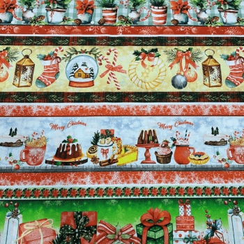 Tricoline estampa digital barrado ítens de natal 