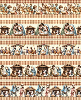Tricoline estampa digital barrado Jerusalém - CORTES 0,55m x 1,50m