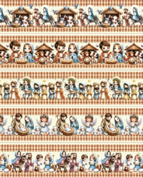 Tricoline estampa digital barrado Jerusalém - CORTES 0,55m x 1,50m