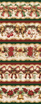 Tricoline estampa digital barrado laços de natal - CORTES 0,55m x 1,50m