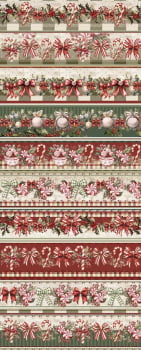 Tricoline estampa digital barrado laços de natal - CORTES 0,55m x 1,50m