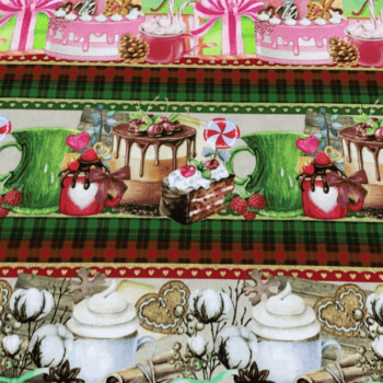 Tricoline estampa digital barrado magia do natal 