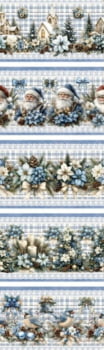Tricoline estampa digital barrado natal azul e branco - CORTES 0,55m x 1,50m  