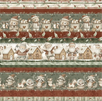 Tricoline estampa digital barrado natal encantado - CORTES 0,55m x 1,50m Tricoline estampa digital barrado natal encantado - CORTES 0,55m x 1,50m