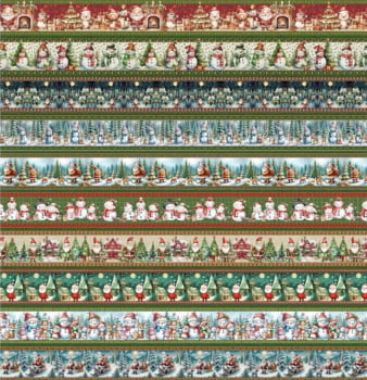 Tricoline estampa digital barrado natal encantado - CORTES 0,55m x 1,50m