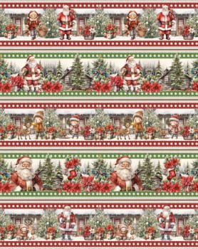 Tricoline estampa digital barrado natal tradicional - CORTES 0,55m x 1,50m