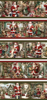 Tricoline estampa digital barrado noel clássico - CORTES 0,55m x 1,50m 