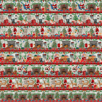 Tricoline estampa digital barrado noel em casa