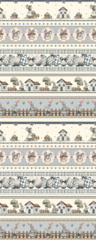 Tricoline estampa digital barrado Páscoa - CORTES 0,55m x 1,50m 