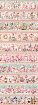 Tricoline estampa digital barrado pérolas rosas - CORTES 0,55m x 1,50m