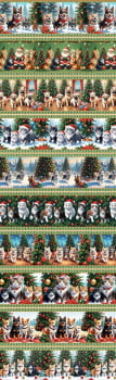 Tricoline estampa digital barrado pet natal - CORTES 0,55m x 1,50m
