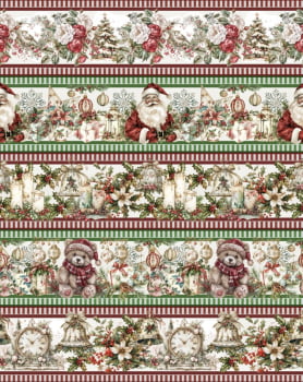 Tricoline estampa digital barrado querido papai noel - CORTES 0,55m x 1,50m