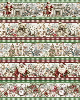 Tricoline estampa digital barrado querido papai noel - CORTES 0,55m x 1,50m