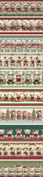 Tricoline estampa digital barrado ursinhos natal - CORTES 0,55m x 1,50m