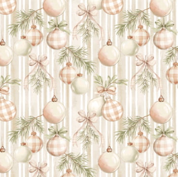 Tricoline estampa digital bolas de natal vintage 
