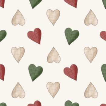 Tricoline estampa digital corações natal aquarelados