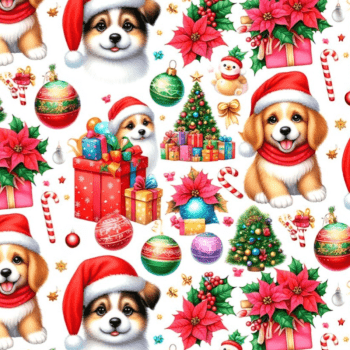 Tricoline estampa digital dogs natal 