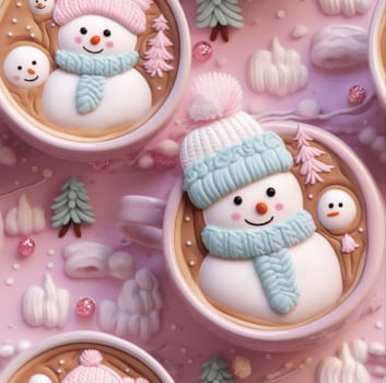 Tricoline estampa digital estilo 3D boneco de neve candy