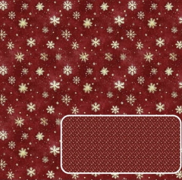 Tricoline estampa digital flocos fundo vermelho 