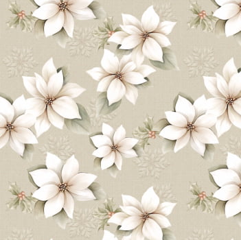 Tricoline estampa digital flores natal vintage 