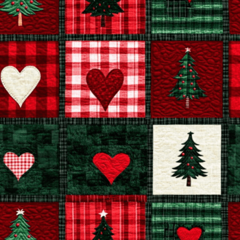 Tricoline estampa digital natal hearts and trees