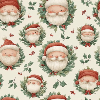 Tricoline estampa digital natal retrô papai noel