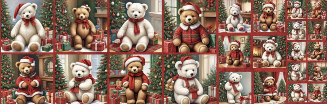 Tricoline estampa digital painel ursos de natal 