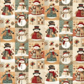 Tricoline estampa digital patchwork boneco de neve 