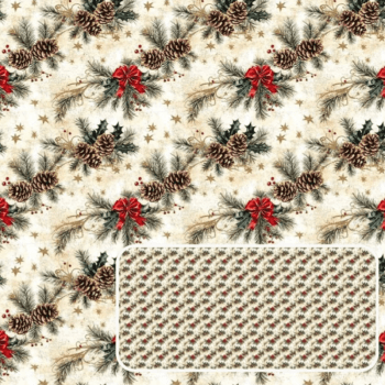 Tricoline estampa digital pinha e laços 