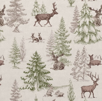 Sarja estampa digital pinheiros e renas