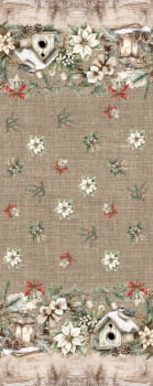 Tricoline  estampa digital toalha de mesa natal rústico 