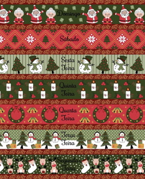 Tricoline estampado barrado semaninha natal clássico 