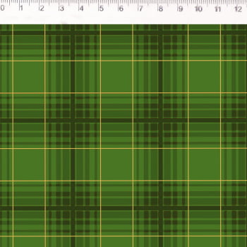 Tricoline estampado xadrez natal médio verde