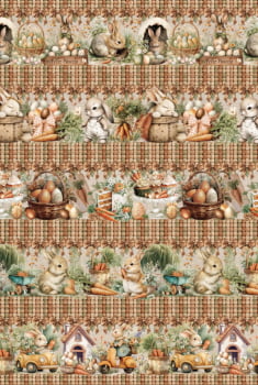 Tricoline estampa digital barrado cenourinha - CORTES 0,55m x 1,50m 