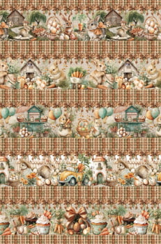 Tricoline estampa digital barrado cenourinha - CORTES 0,55m x 1,50m 