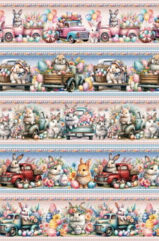 Tricoline estampa digital barrado coelhos a bordo - CORTES 0,55m x 1,50m