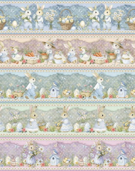 Tricoline estampa digital barrado cut bunny - CORTES 0,55m x 1,50m 