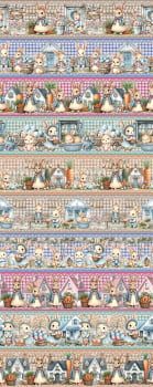 Tricoline estampa digital barrado Páscoa de fofuras - CORTES 0,55m x 1,50m 