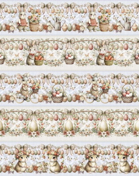 Tricoline estampa digital barrado Páscoa feliz - CORTES 0,55m x 1,50m 