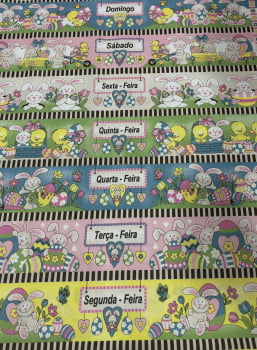 Tricoline estampado semaninha Páscoa feliz 